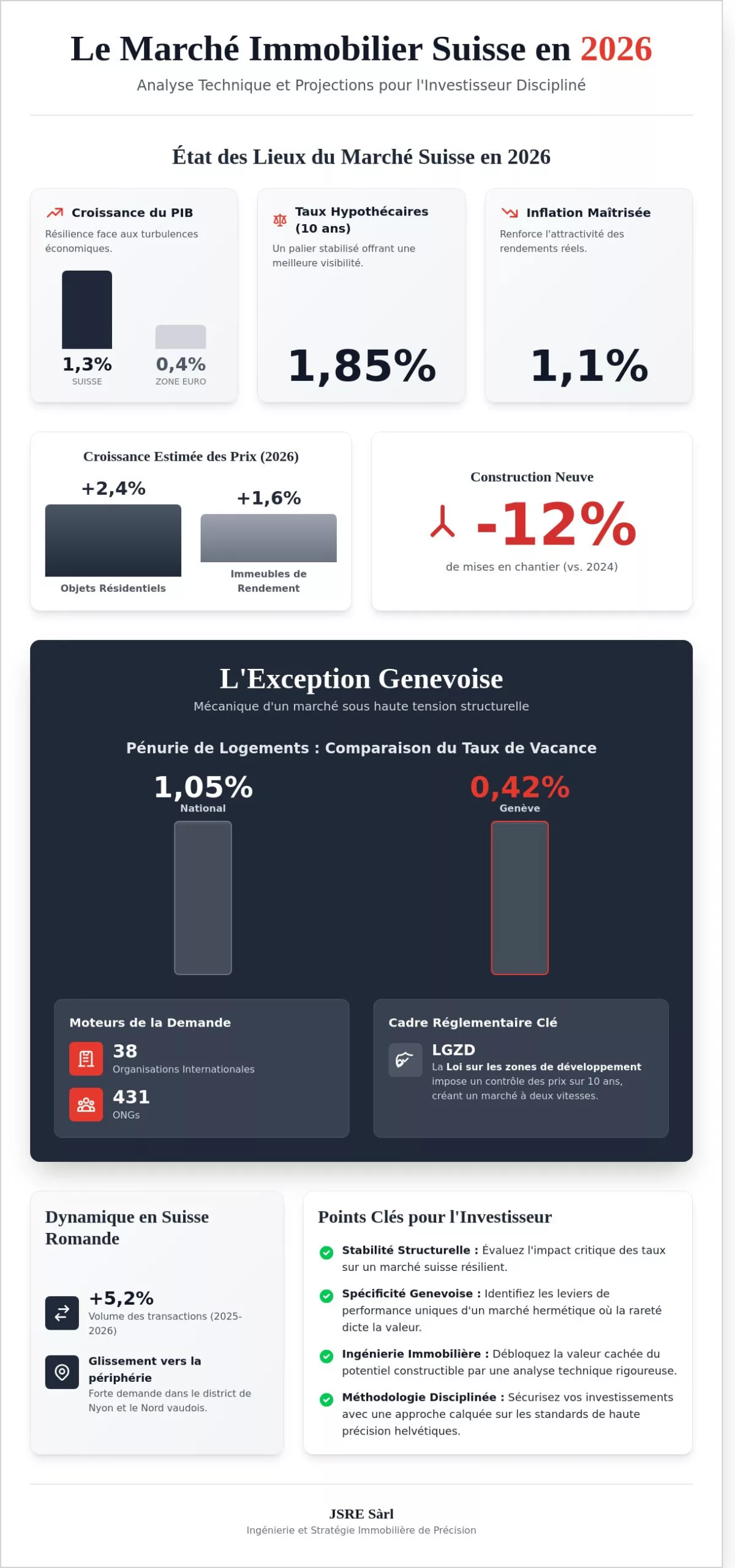 Marché immobilier suisse 2026 : Analyse de performance et focus sur Genève