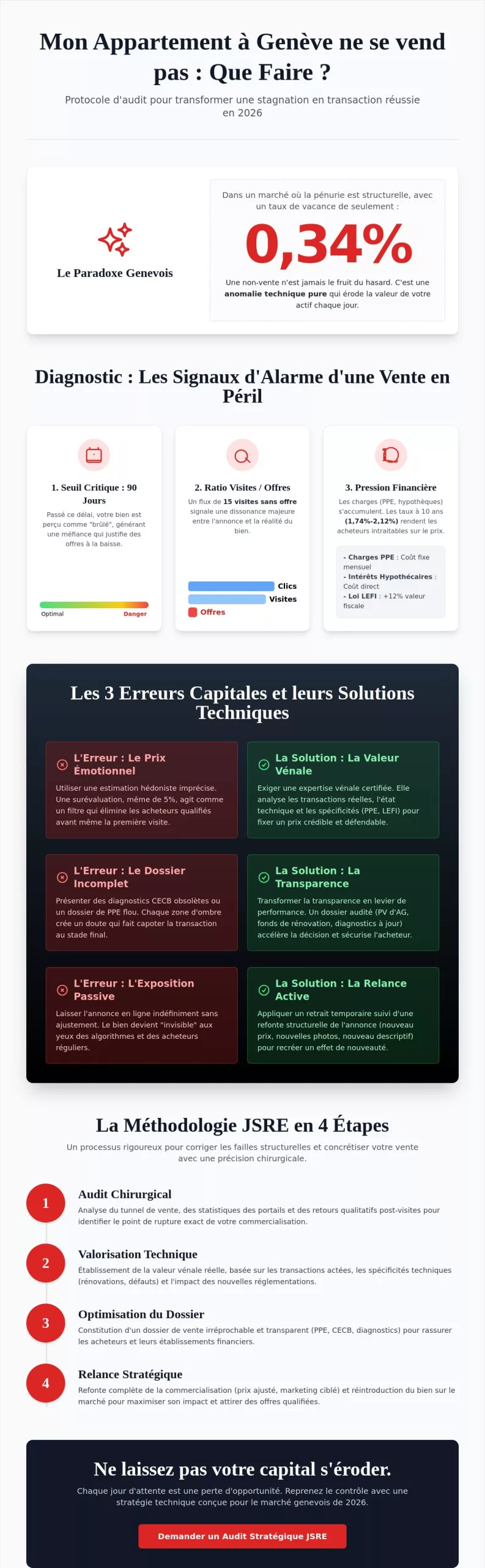 Mon appartement à Genève ne se vend pas : Protocole d'audit et stratégies de relance en 2026